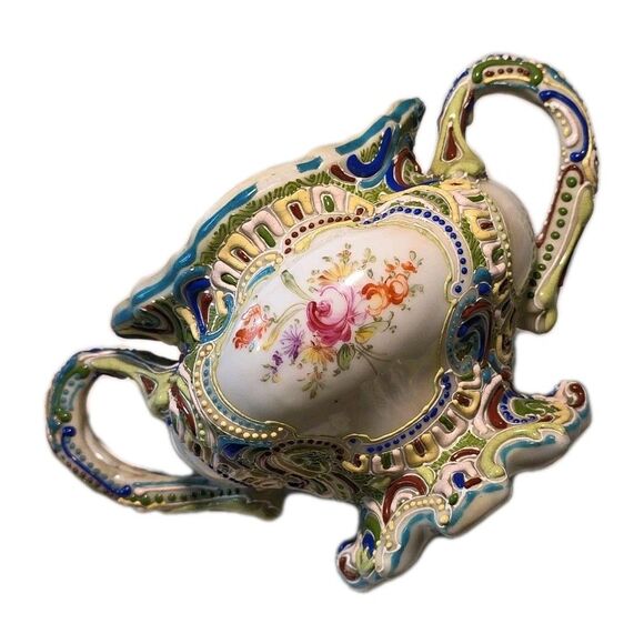 MORIAGE SUGAR BOWL Heavy Handpainted Detail  Art Nouveau NO LID - Picture 1 of 16